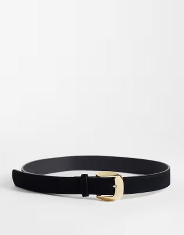 マンゴ レディース アクセサリー ベルト スエード Mango faux suede classic belt Black ブラック