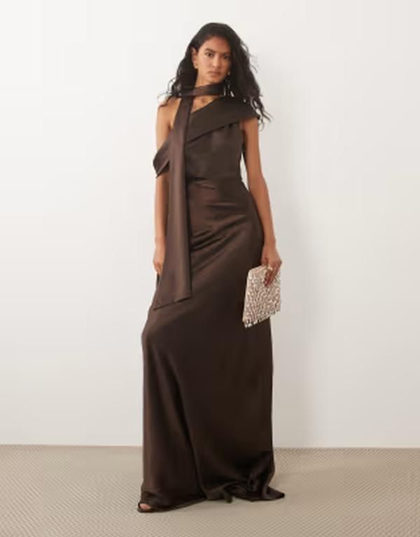シックスストーリーズ レディース トップス ワンピース ドレープ サテン マキシ Six Stories Bridesmaid satin drape detail one shoulder maxi 45,370円