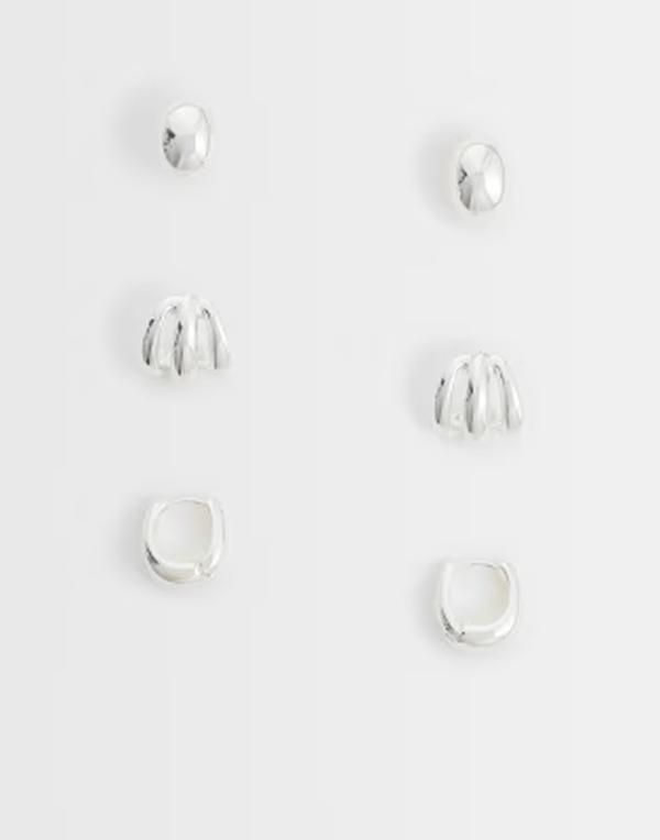マンゴ レディース アクセサリー ピアス・イヤリング Mango 3pack stud earring sILVER シルバー