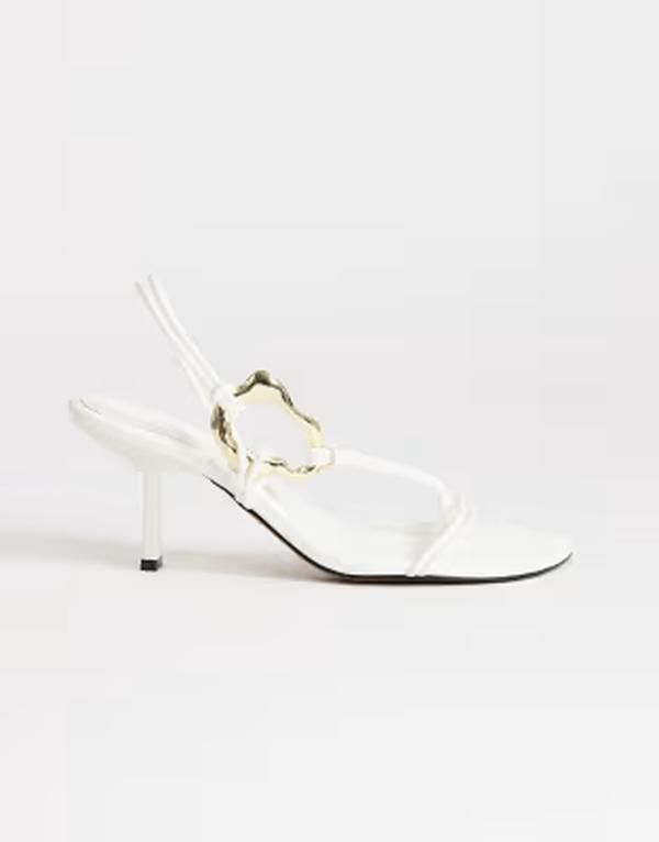トップショップ レディース シューズ サンダル ヒール Topshop Nova strappy mid heeled sandals withardware WHITE ホワイト