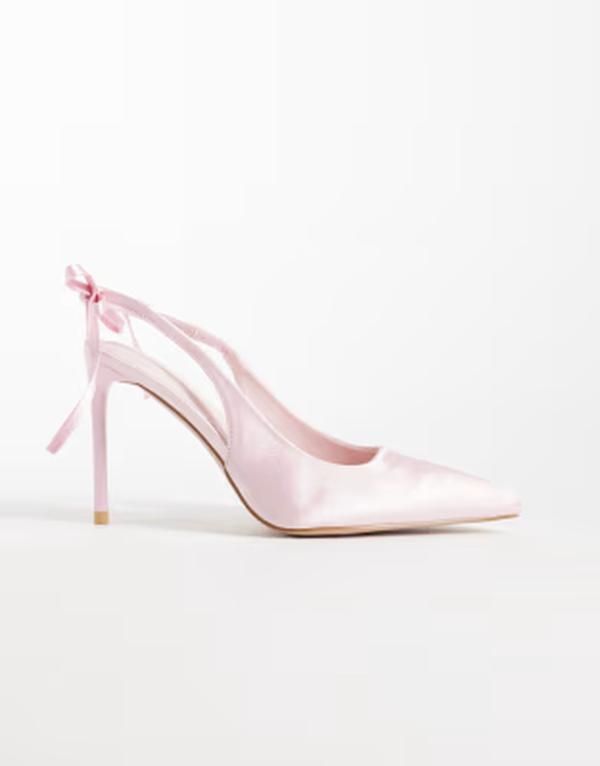 シミー ワイドフィット レディース シューズ ヒール サテン Simmi Wide Fit Simmi London Celina Wide Fit slingback heeled shoes wi
