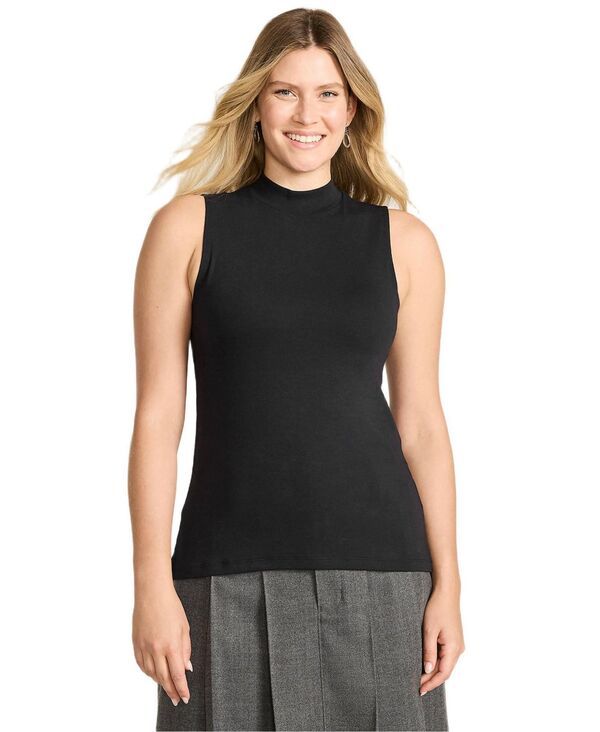 ランズエンド レディース トップス シャツ モックネック ノースリーブ Lands End Womensleeveless Polished Essentials Mock Neck Top Blac
