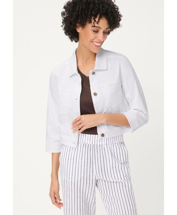 オルセン レディース アウター ジャケット・ブルゾン クロップド Olsen Womens Cropped Jacket White ホワイト