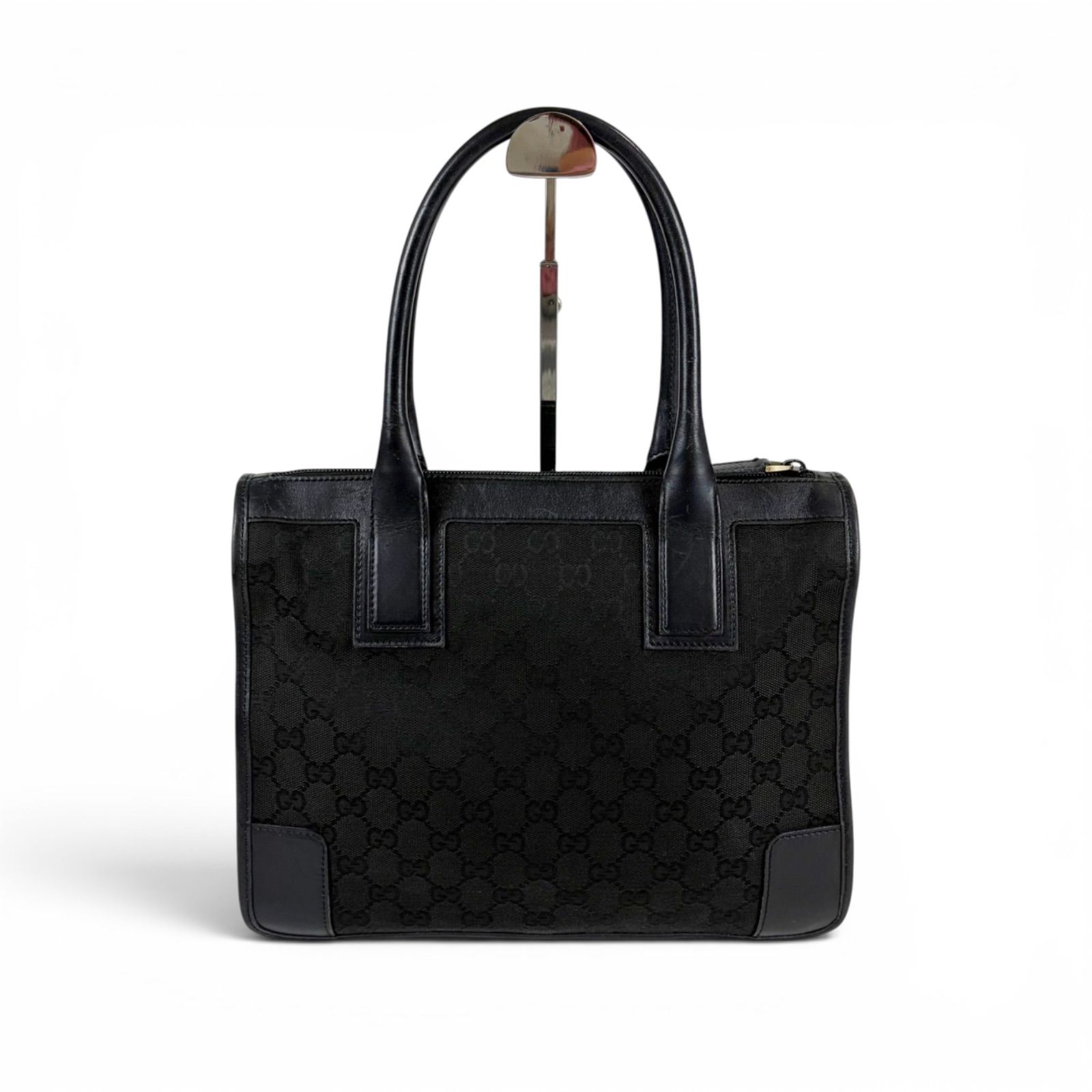 GUCCI グッチ GGキャンバス トートバッグ レザー ブラック 黒 肩掛け