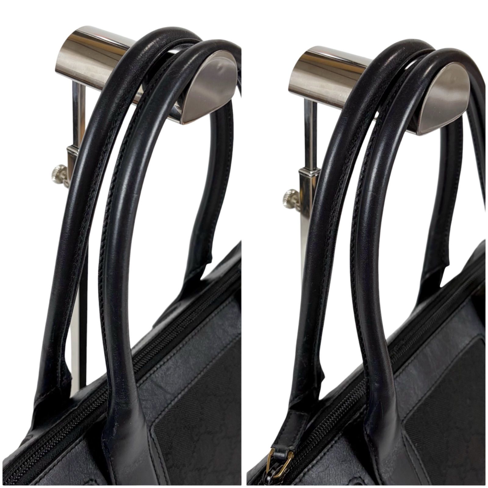 GUCCI グッチ GGキャンバス トートバッグ レザー ブラック 黒 肩掛け