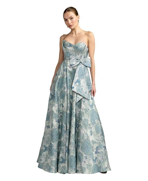 マックダガル レディース トップス ワンピース フラワー柄 ストラップレス フラワー Mac Duggal Womens Floral Brocade Strapless Ballgown With