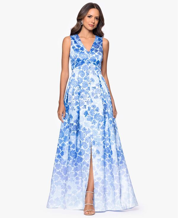 ベッツィアンドアダム レディース トップス ワンピース Vネック フラワー柄 プリント フラワー Betsy Adam Womens Floral Printed VNeck Gown Blue Mu
