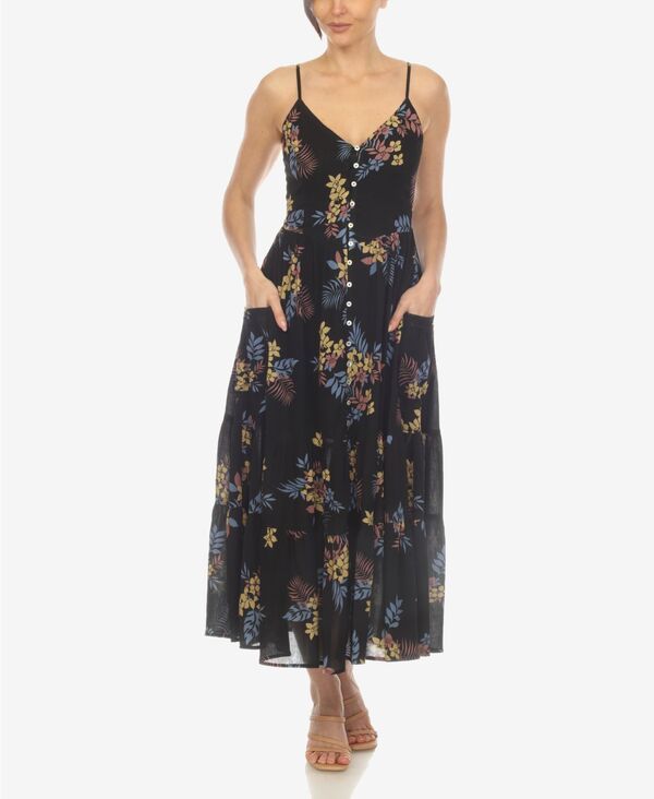 ホワイトマーク レディース トップス ワンピース Vネック フラワー柄 プリント マキシ フラワー White Mark Womens Vneck Floral Print Maxi Dress Bl