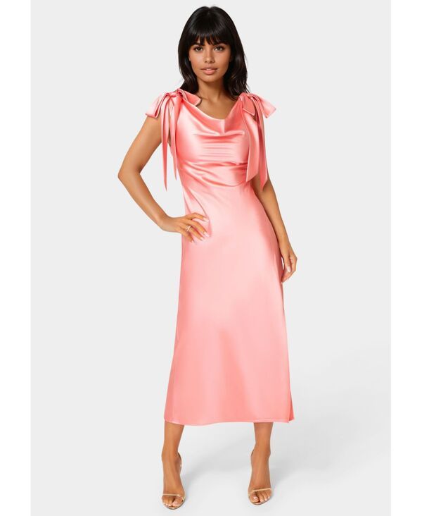 ベベ レディース トップス ワンピース ミディ サテン Bebe Womens Bow Strap Satin Midi Dress Coral コーラル