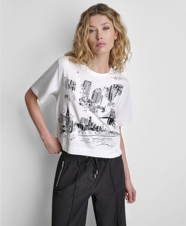 ダナ キャラン ニューヨーク レディース トップス Tシャツ クルー