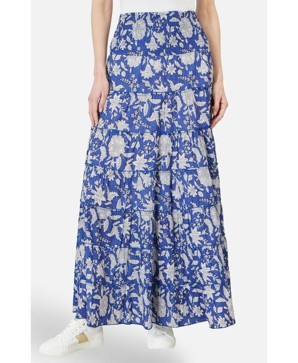 ユミキム レディース ボトムスカート ティアード フラワー柄 コットン マキシ フラワー Yumi Womens Floral Cotton Tie red Maxi Skirt Blue ブルー 27,170円