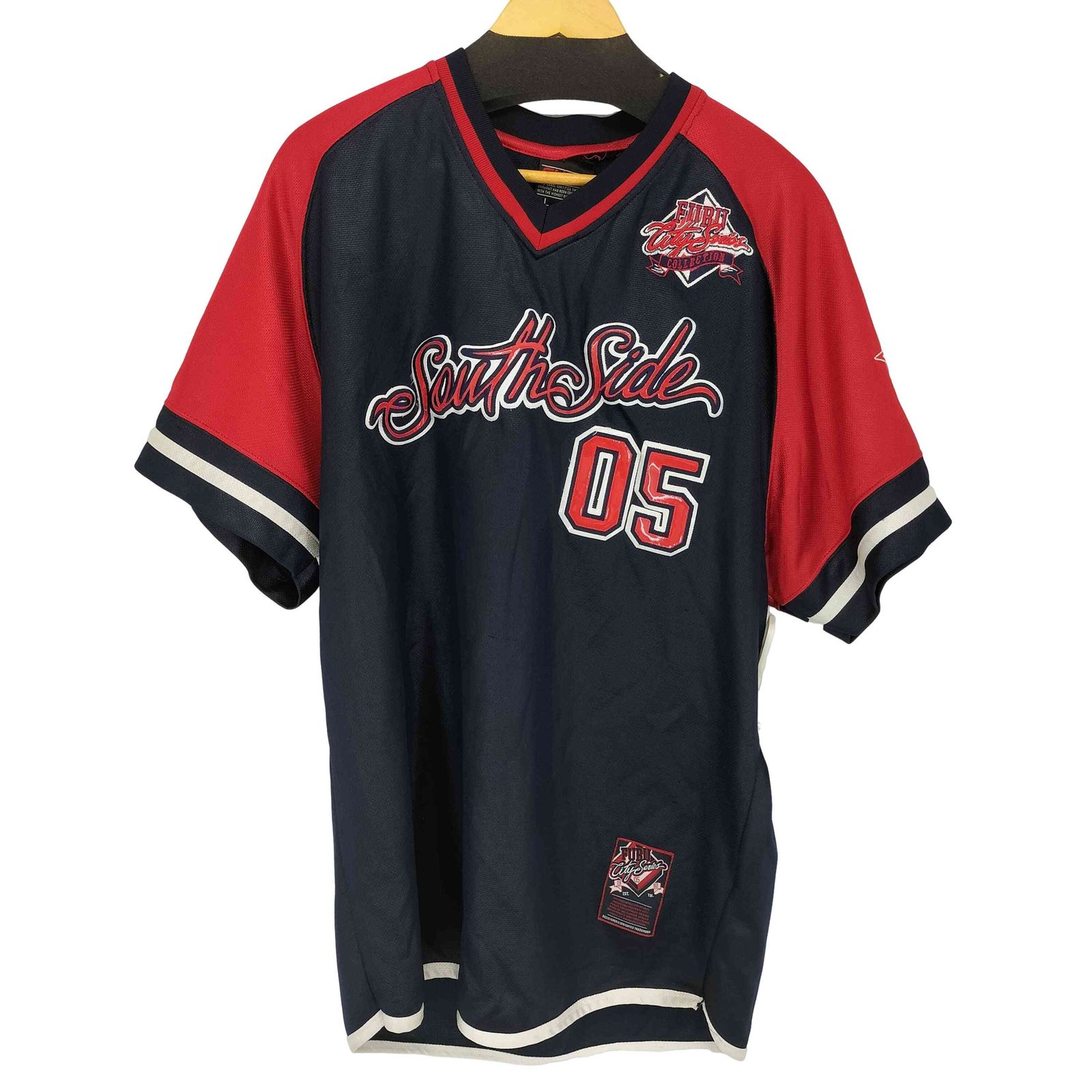 フブ FUBU 90-00s ロゴワッペン Vネック ゲームシャツ メンズ import