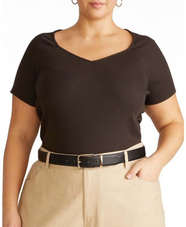ユニバーサル スタンダード レディース トップス シャツ プラスサイズ リブ Universal Standard Plusize Carey Ribbed Sweethearteespresso