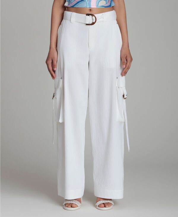 アヴェックレフィーユ レディース ボトムス カジュアルパンツ Avec Les Filles Womens MidRise WideLeg Pants White ホワイト