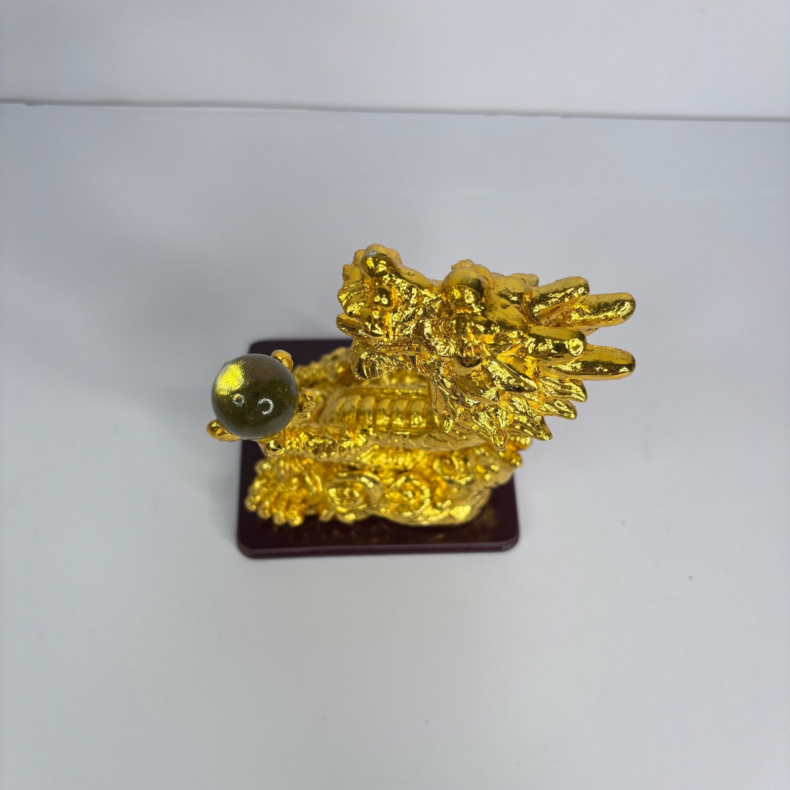 美品 風水 金龍 龍神 置物 2体セット 宝珠 開運 金運 辰年 干支 縁起物