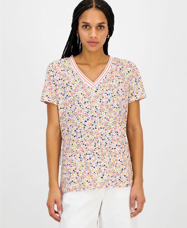 ノーティカ ジーンズ レディース トップス Tシャツ フラワー柄 プリント フラワー Nautica Jeans Nautica Womens FloralPrintipped TShirt Brig