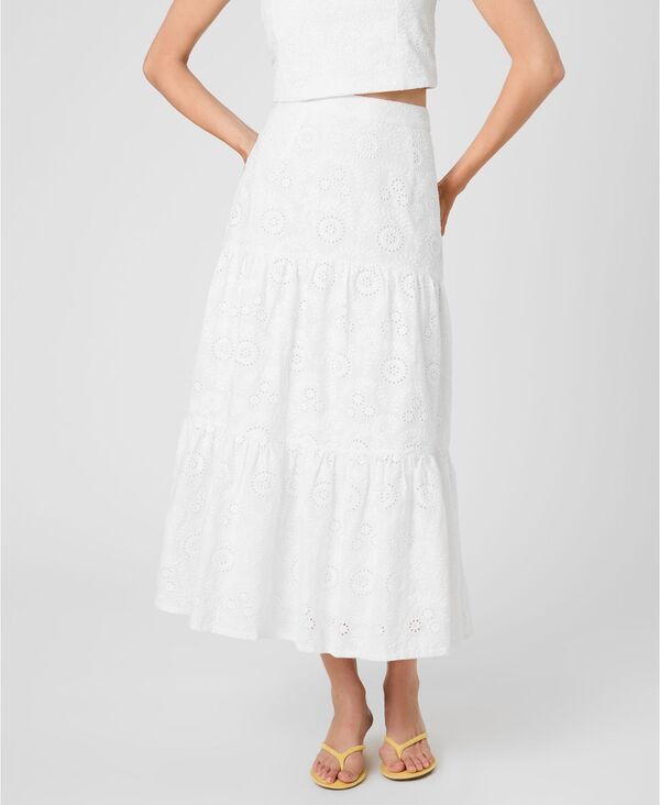 フレンチコネクション レディース ボトムスカート ティアード French Connection Womensvea Eyeletie red Skirt Summer White ホワイト
