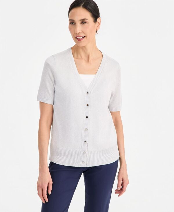 ジェイエムコレクション レディース アウター ニット・セーター Vネック 半袖 カーディガン JM Collection WomenshortSleeve VNeck Cardigan Bright