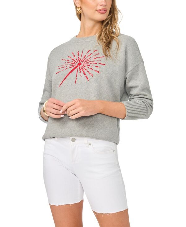 ヴィンスカムート レディース アウター ニット・セーター クルーネック Vince Camuto Womensparkler Motif Crewneck Sweater Light Heather