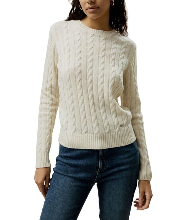 リリーシルク レディース アウター ニット・セーター リブ LILYSILK Womens Classicable Knit Sweater with Ribbedges White ホワイト