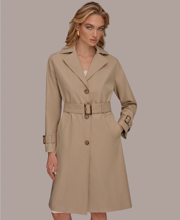 ダナ キャラン ニューヨーク レディース アウター コート Donna Karanew York Womensingle Breasted Belted Trench Coat Khaki カーキ