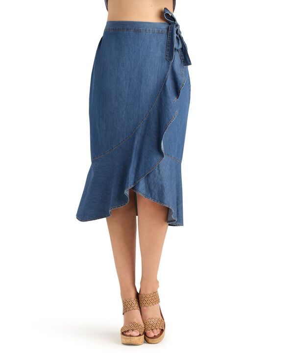 ビーシーエックス レディース ボトムスカート フリル ミディ デニム BCX Womens Denim Tulip Ruffle Midi Skirt Denim デニム 11,346円