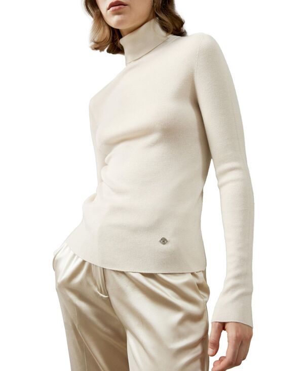 リリーシルク レディース アウター ニット・セータートルネック LILYSILK WomenseamlessilkCashmere Blend Turtleneck Sweater White ホワイ