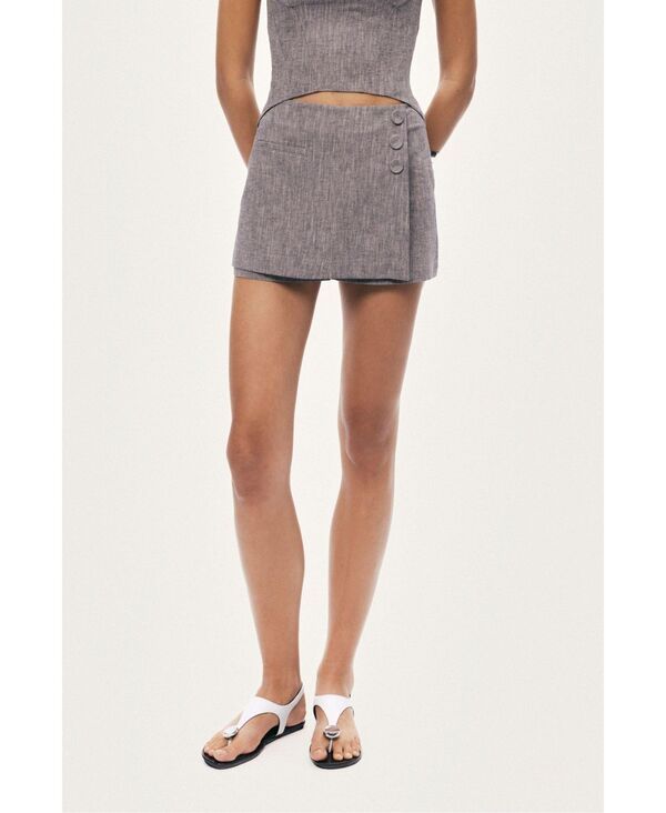 ノクチューン レディース ボトムスカート リネン NOCTURNE Womens Button Detailinen Blend Skort Grey グレー
