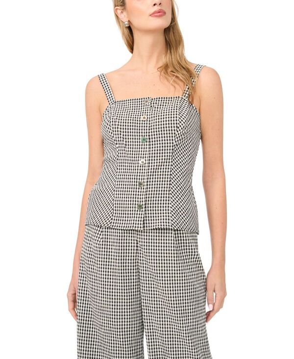 ヴィンスカムート レディース トップス タンクトップ ノースリーブ Vince Camuto Womensleeveless ButtonFrontank Top Rich Black ブラック