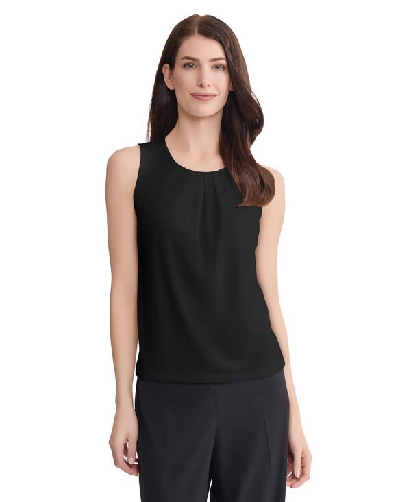 ジョーンズニューヨーク レディース トップス シャツ クルーネック Jones New York Womens Pleat Front Crewneck Top Jones Black ブラック