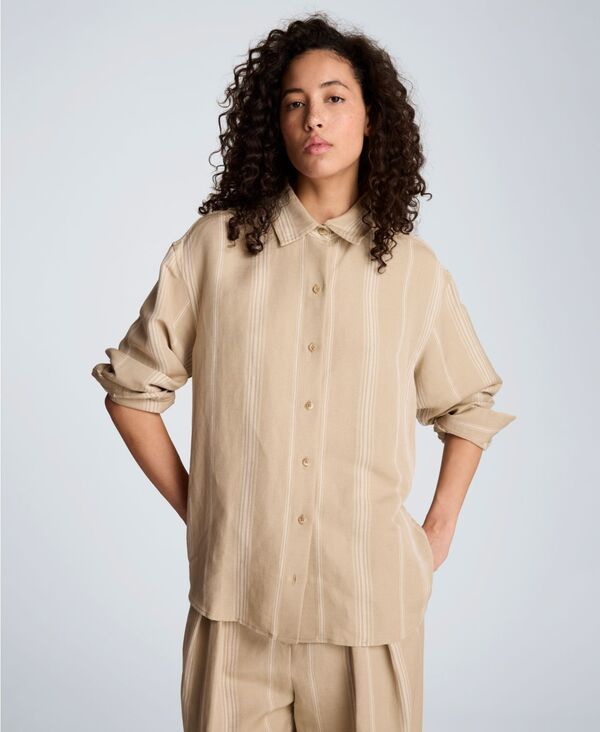 ケネスコール レディース トップス シャツ ドロップショルダー リネン Kenneth Cole Womens Drop Shoulder Linen Boyfriend ShirtlesstaupW