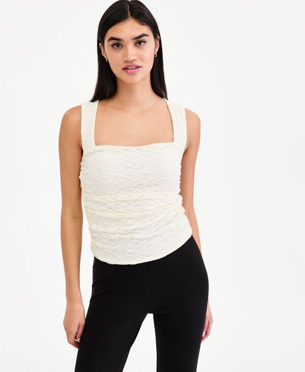 バースリー レディース トップス シャツ ギャザー レース Bar III Womens Lace RuchedSide Top Egret 7,584円
