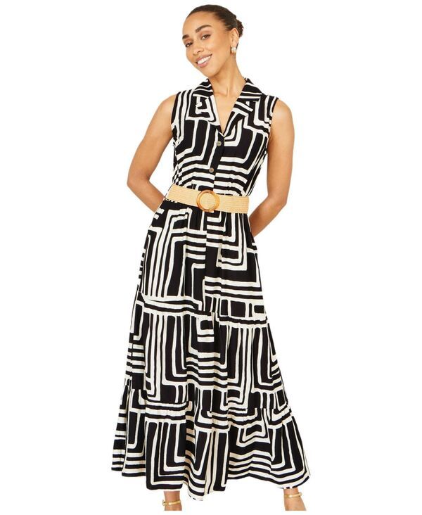 ユミキム レディース トップス シャツ プリント ミディ Yumi Womens Geo Print Midi Shirt Dress Black ブラック