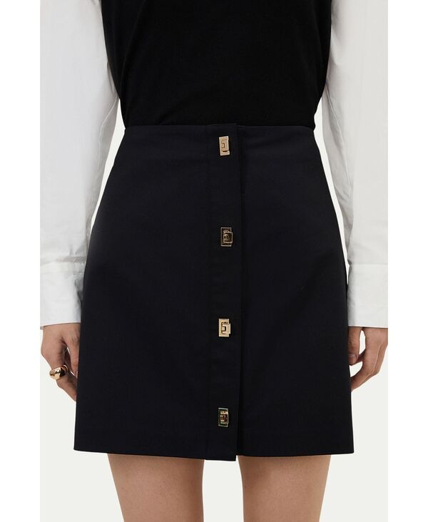 カレンミレン レディース ボトムスカート コットン Karen Millen Womens Techno Cotton Gold Clasp Skirt Black ブラック