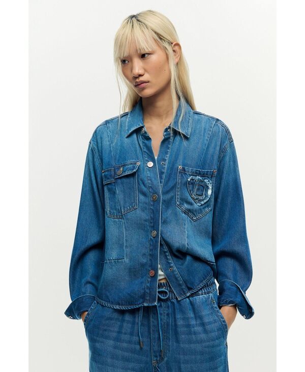 デジグアル レディース アウター ジャケット・ブルゾン デニム ロゴ Desigual Womens Denim jacket logo Medium blue ブルー
