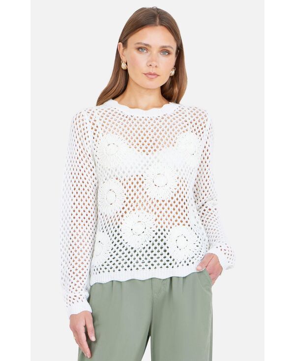 ユミキム レディース アウター ニット・セーター Yumi Womens Flower Crochet Jumper White ホワイト