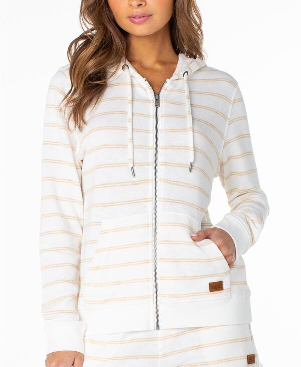 ロキシー レディース アウター パーカー・スウェット Roxy Womens Perfect Wave Striped ZipUp Hoodie Curry ストライプ