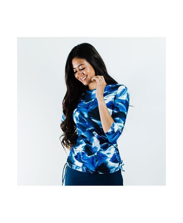 カリプサ レディース 水着 トップのみ Calypsa Womens 34 Sleeve Rash Guard UPF 50 Margaux Swim Top Navy wave ネイビー