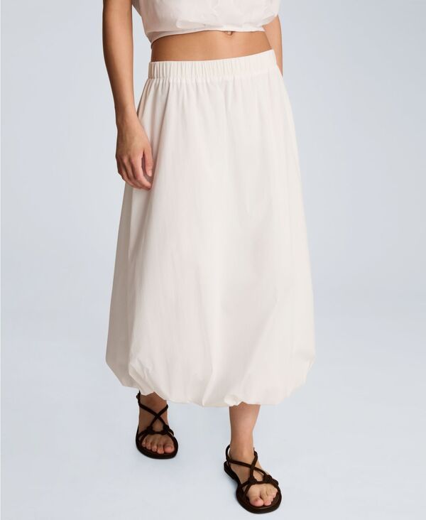 ケネスコール レディース ボトムスカート ミディ Kenneth Cole Womens PullOn Bubble Midi Skirt Pure White ホワイト