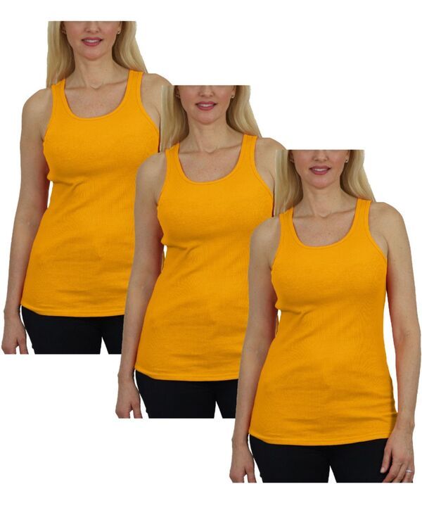 ギャラクシーバイハルビック レディース トップス タンクトップ リブ Galaxy By Harvic Womens Loose Fit Ribbed Tank Top3 Pack Gold ゴールド