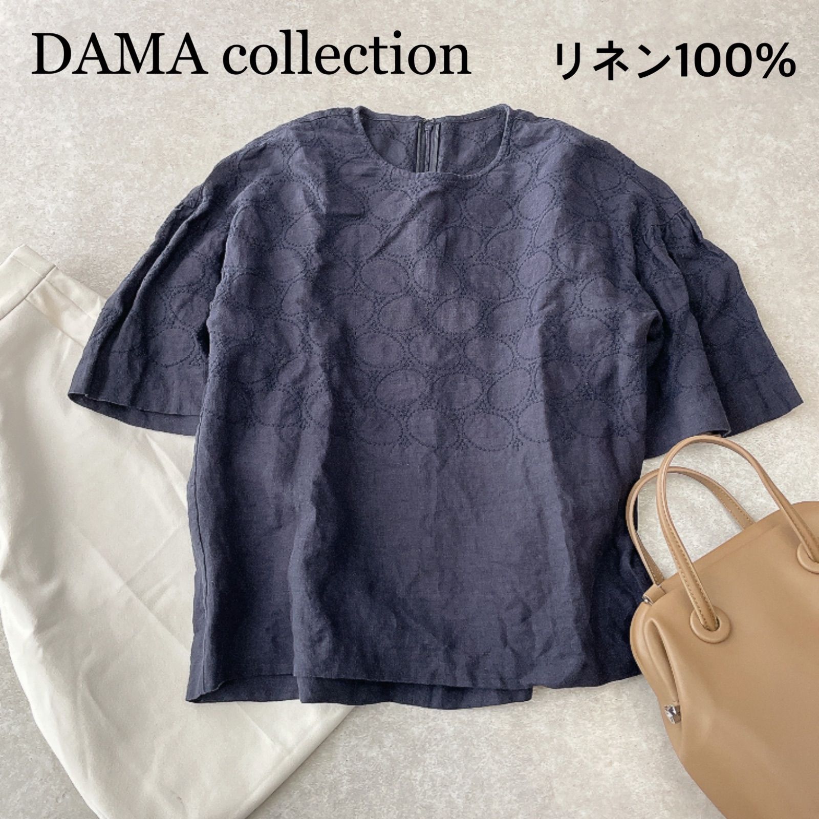 DAMA collection】ダーマコレクション リネン100% サークル 刺繍 
