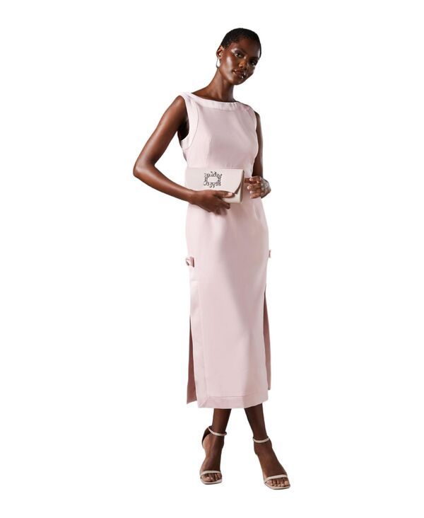 コースト レディース トップス ワンピース Coast Womens Bow Detail Round Neck Midaxi Dress Pink ピンク