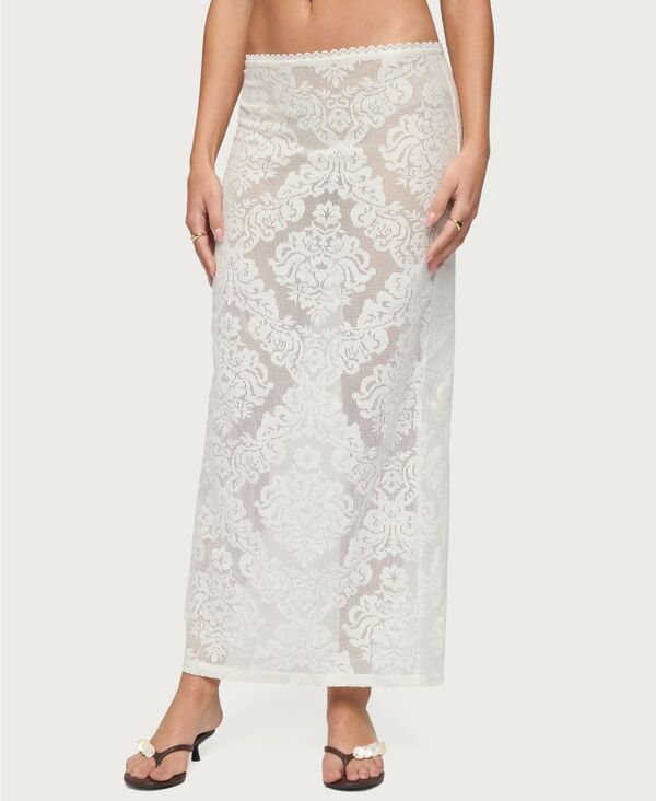 アディクテッド レディース ボトムスカート シアー レース マキシ Edikted Womens Violette Sheer Lace Maxi Skirt Cream クリーム