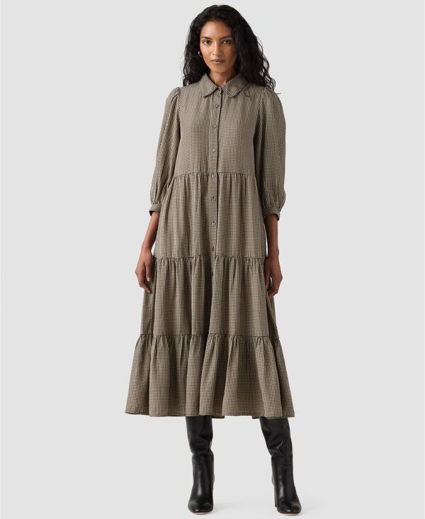 リーバイス レディース トップス ワンピース ミディ Levis Womens Darla Colla red Midi Dress Hedi Micro