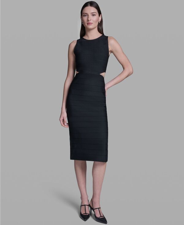 ビーシビージー レディース トップス ワンピース クルーネック ノースリーブ BCBG Womensleeveless Crew Neck Dress Black ブラック