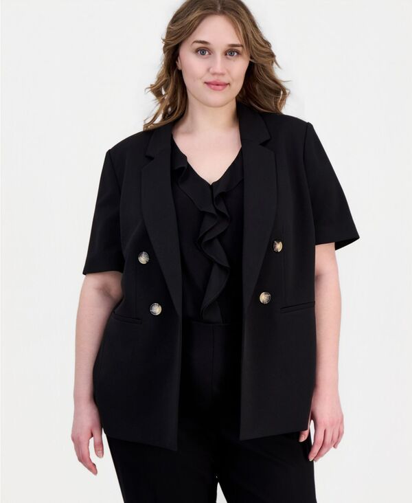 アンクライン レディース アウター ジャケット・ブルゾン プラスサイズ 半袖 ブレザー Anne Klein Plusize ShortSleeve OpenFront Blazer Anne Bla