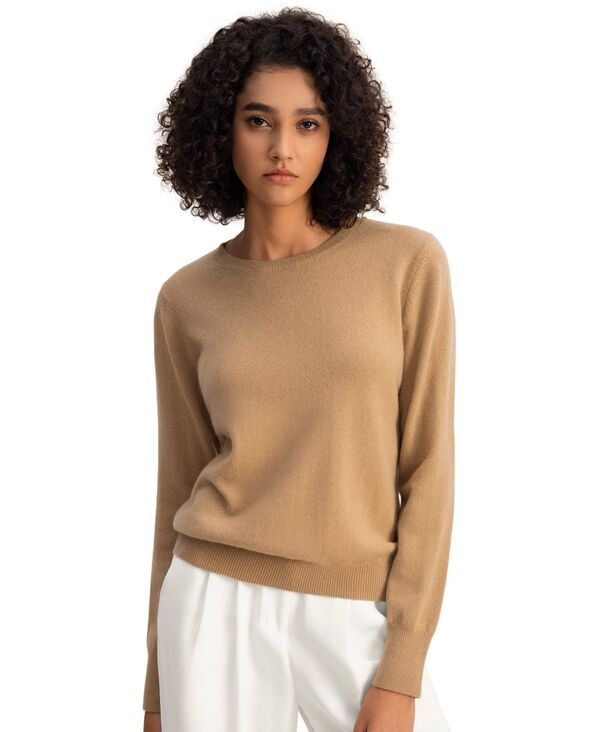 リリーシルク レディース アウター ニット・セーター クルーネック LILYSILK Womens Cashmere Super Soft Crewneck Sweater Camel キャメル