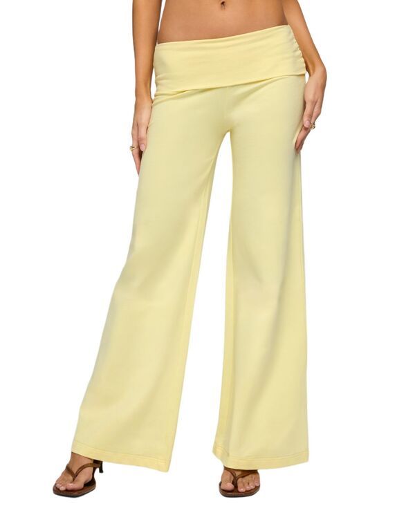 アディクテッド レディース ボトムス カジュアルパンツ ワイドレッグ Edikted Womens Wide Leg Fold Over Pants Yellow イエロー