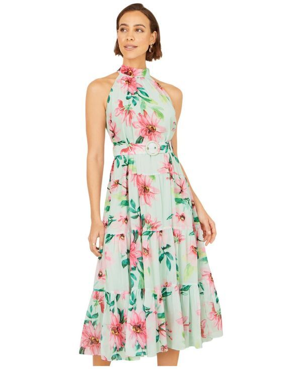 ユミキム レディース トップス ワンピース フラワー柄 ミディ フラワー ホルター Yumi Womens Floral Halter Neck Midi Dress Mint green グリーン