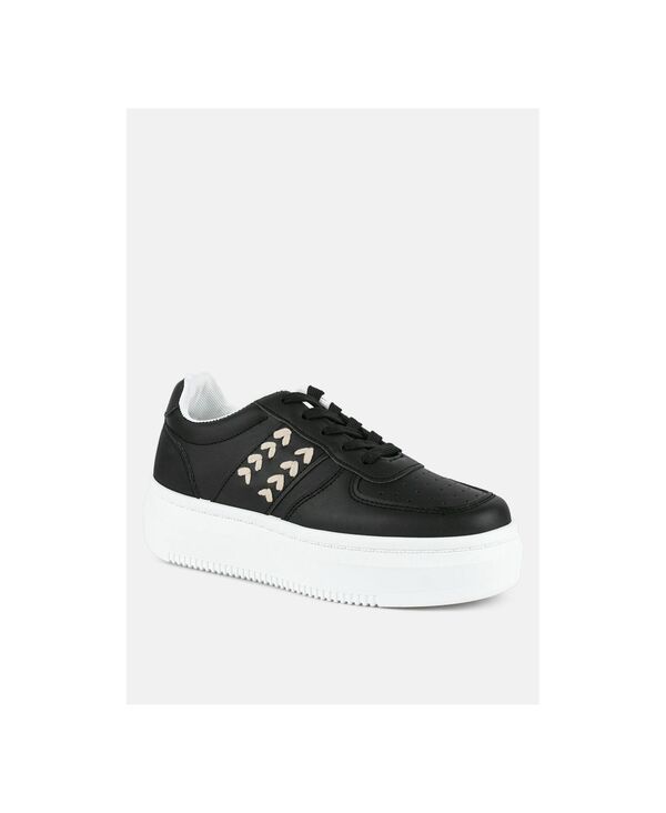 ロンドンラグ レディース シューズ スニーカー レザー フェイクレザー London Rag Womens Faux Leather Crosstitch Detail Sneakers Black